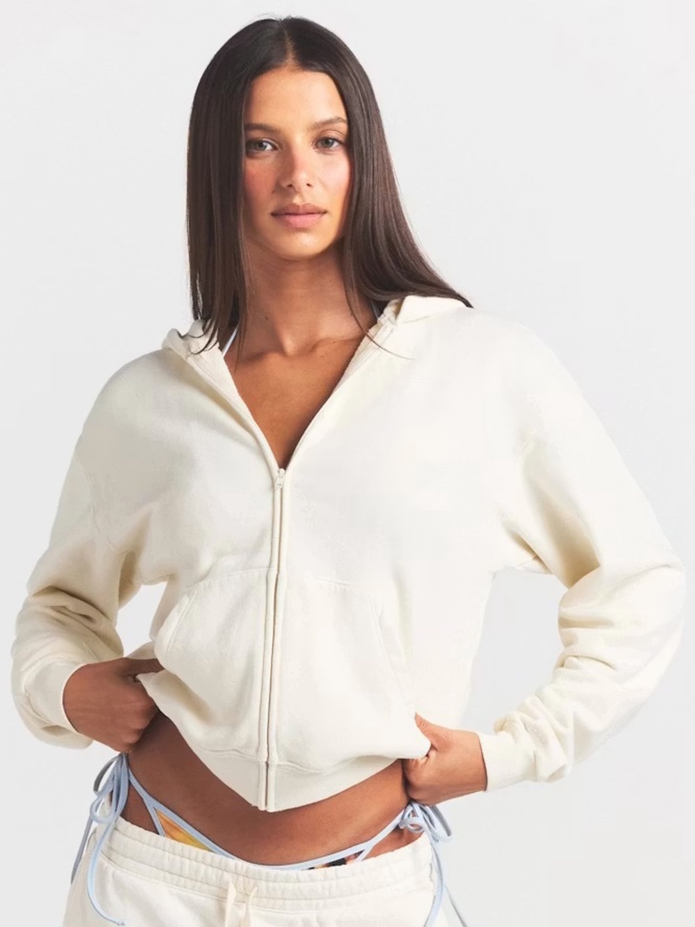 RARE SKIMS French Terry Zip Up Hoodie in Ecru